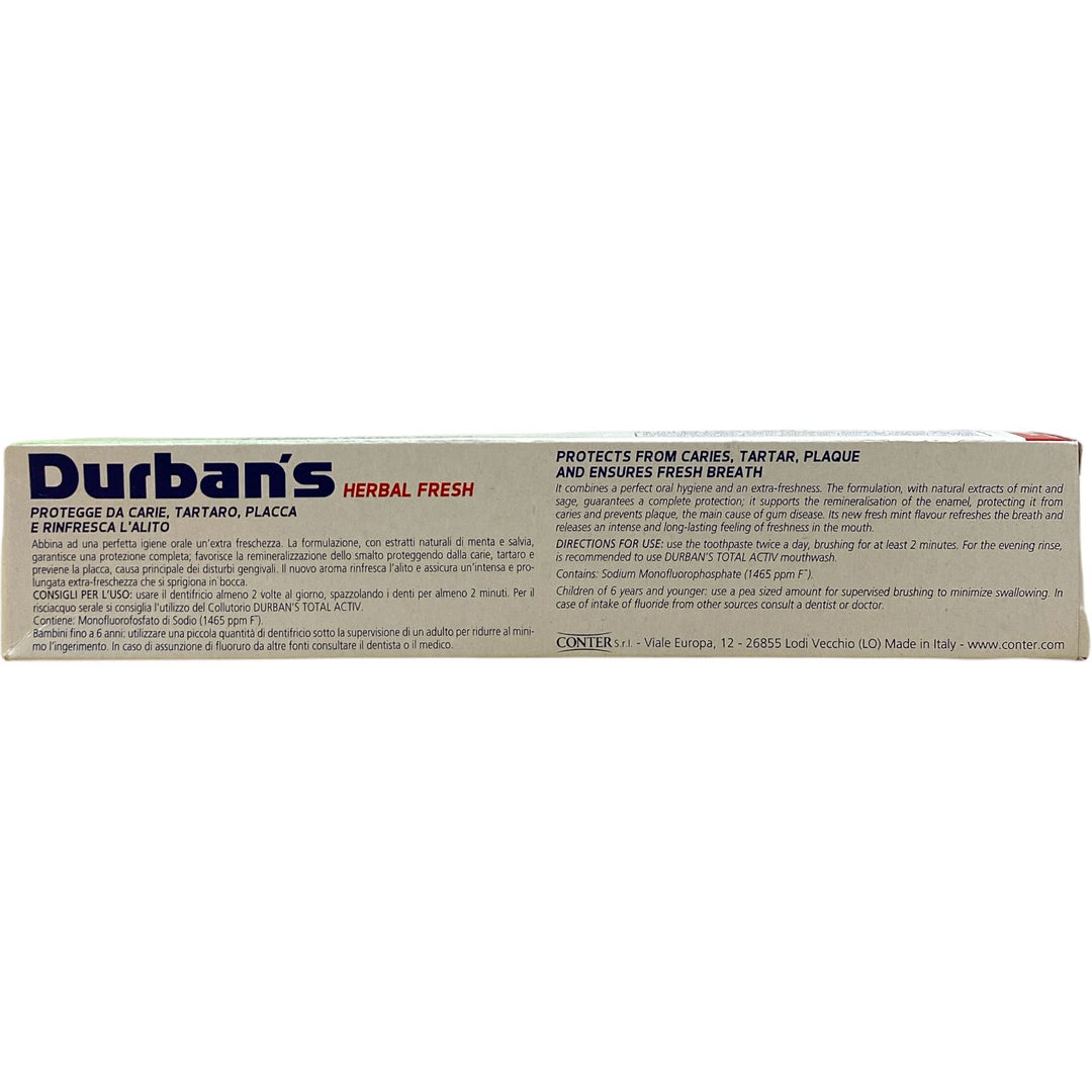 Durban's dentifricio herbal fresh menta e salvia 75 ml
