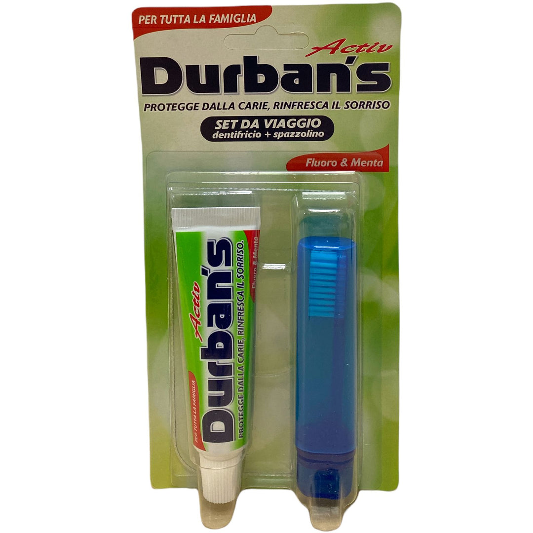 Durban's set da viaggio spazzolino più dentifricio al fluoro e menta 25 ml