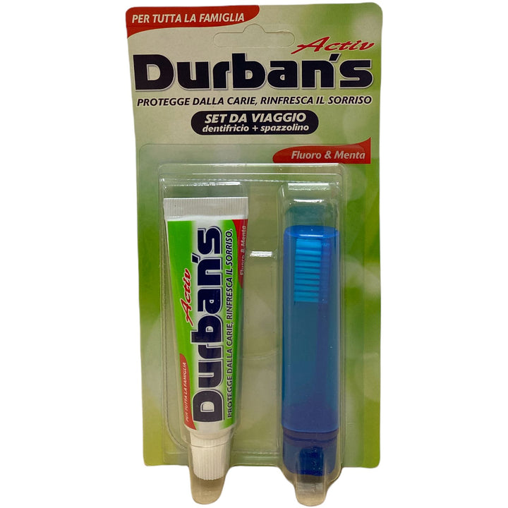 Durban's set da viaggio spazzolino più dentifricio al fluoro e menta 25 ml