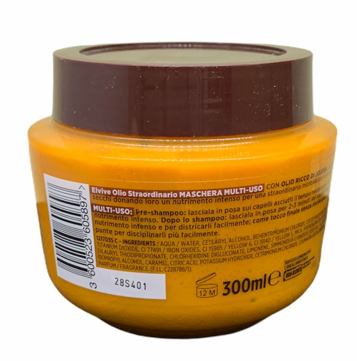 Elvive maschera olio straordinario per capelli molto secchi con olio ricco di jojoba 300 ml