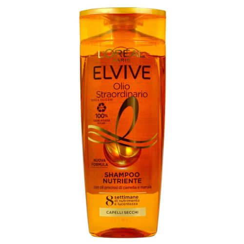 Elvive Shampoo Olio Straordinario Nutriente 250 ml – Per Capelli Secchi o Spenti, Morbidezza e Lucentezza Garantite