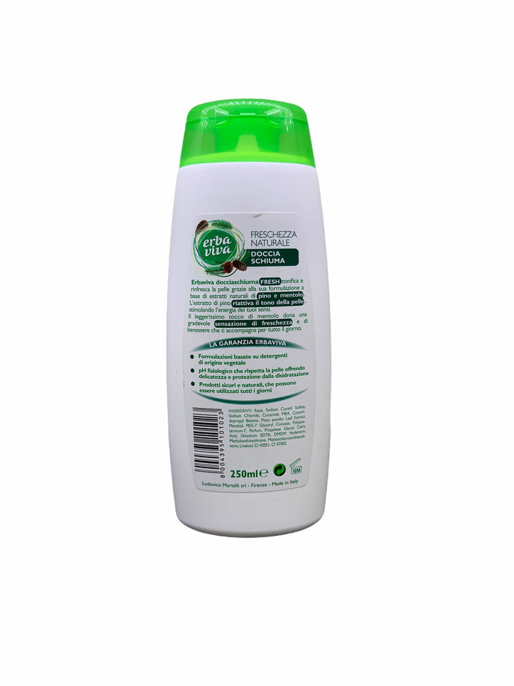 Erbaviva Doccia Schiuma Fresh 250 ml – Freschezza Naturale per una Pelle Tonica e Profumata