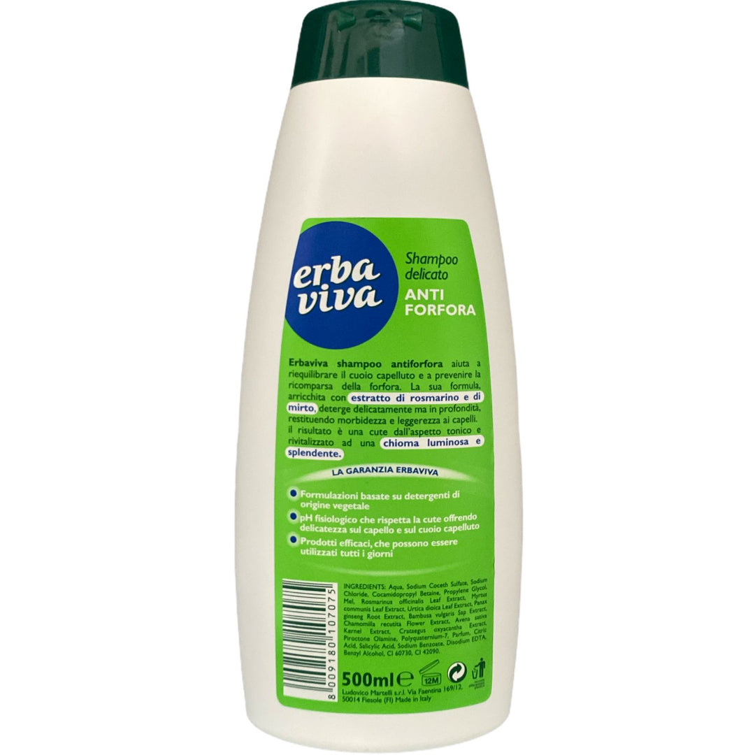 Erbaviva shampoo delicato antiforfora con estratti mirto e rosmarino 500 ml