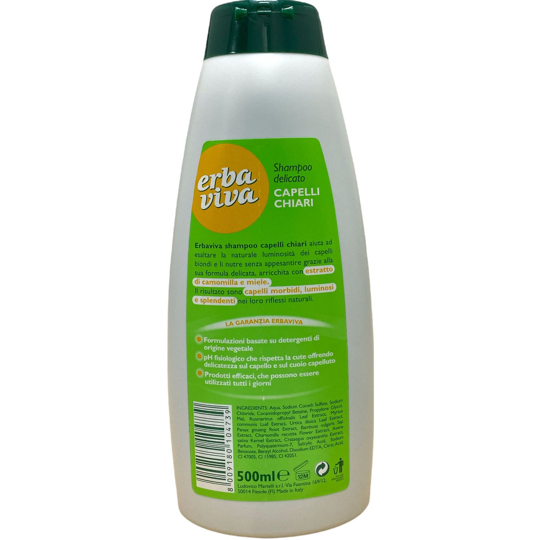 Erbaviva shampoo delicato capelli chiari con estratti di miele e camomilla 500 ml