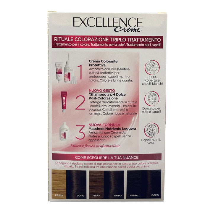 Excellence Creme Colorazione 3 Castano Scuro – Trattamento Professionale per Capelli Copertura Totale dei Capelli Bianchi