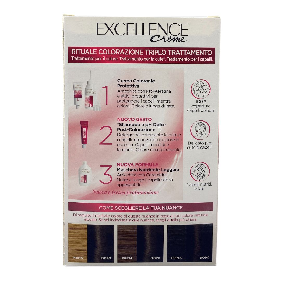 Excellence Creme Colorazione 3 Castano Scuro – Trattamento Professionale per Capelli Copertura Totale dei Capelli Bianchi