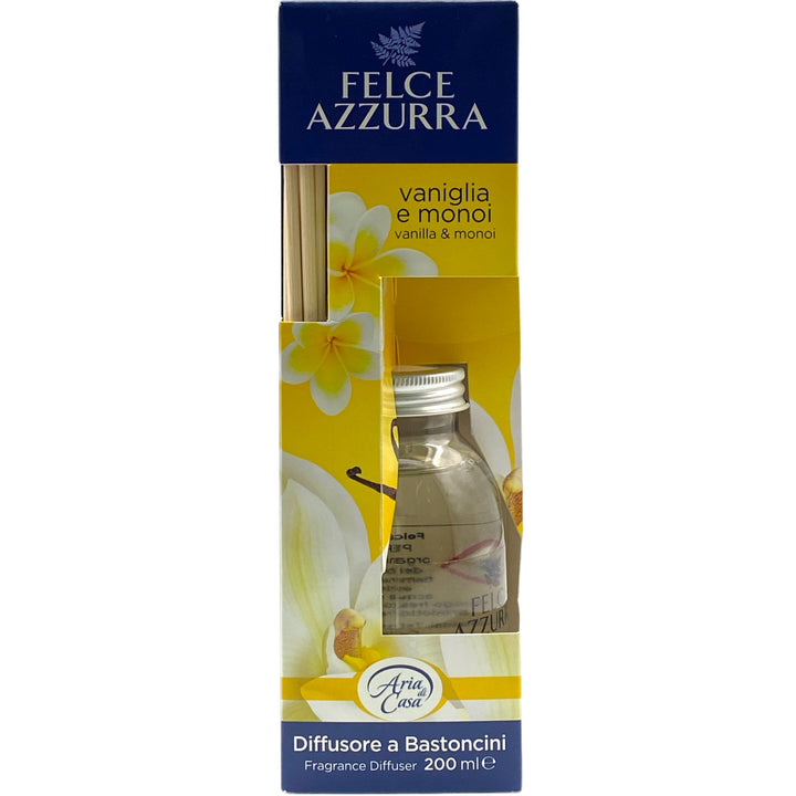 Felce Azzurra Aria di Casa – Diffusore a Bastoncini Vaniglia e Monoi 200 ml – Fragranza Dolce ed Esotica per un'Atmosfera Avvolgente