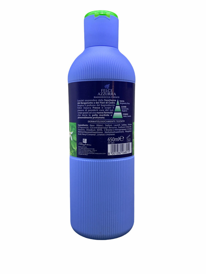 Felce azzurra bagno doccia fresco bergamotto e fiori di cedro 650 ml
