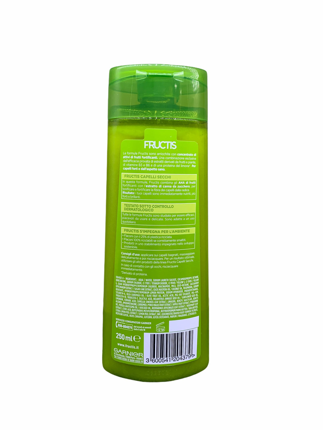Fructis shampoo 2in1 capelli secchi con estratto di canna da zucchero 250 ml