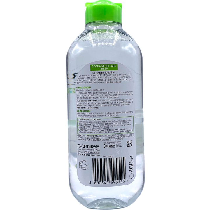 Garnier Acqua Micellare Fresh 400 ml – Deterge, Strucca e Rinfresca in un Solo Gesto