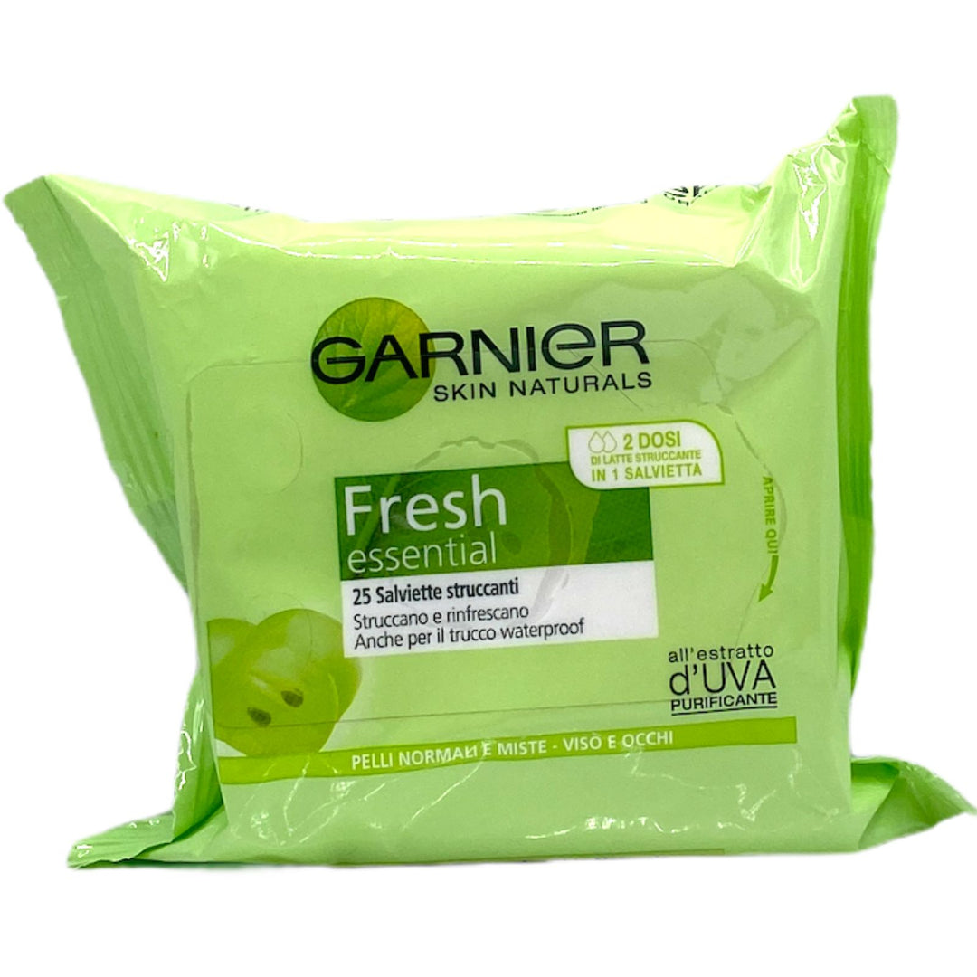 Garnier salviettine struccanti fresh all'estratto d'uva x25 pz