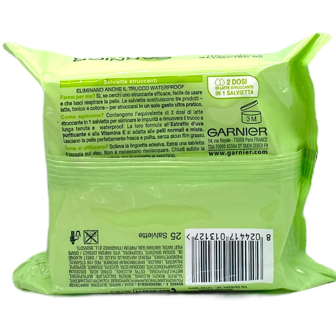 Garnier salviettine struccanti fresh all'estratto d'uva x25 pz