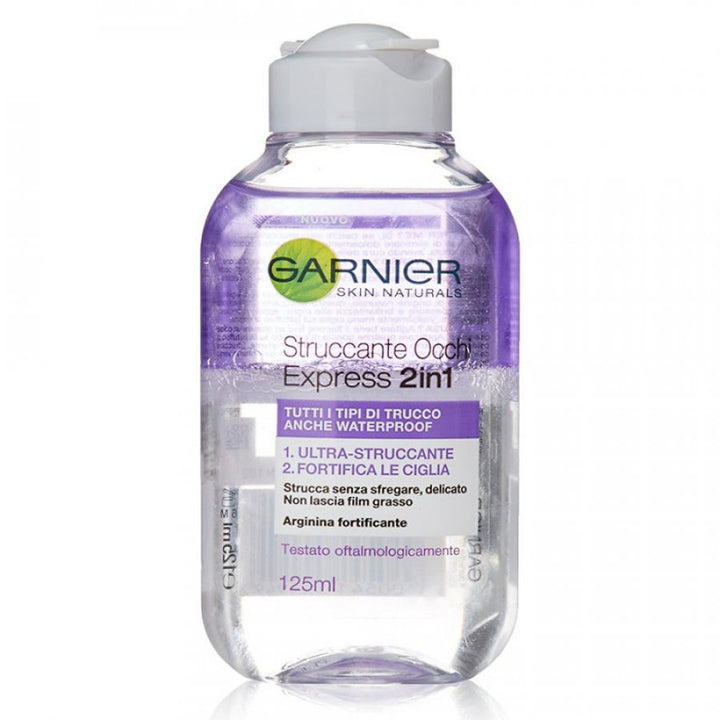 Garnier Struccante Occhi Bifasico 2 in 1 125 ml – Rimuove il Trucco Waterproof e Rinforza le Ciglia