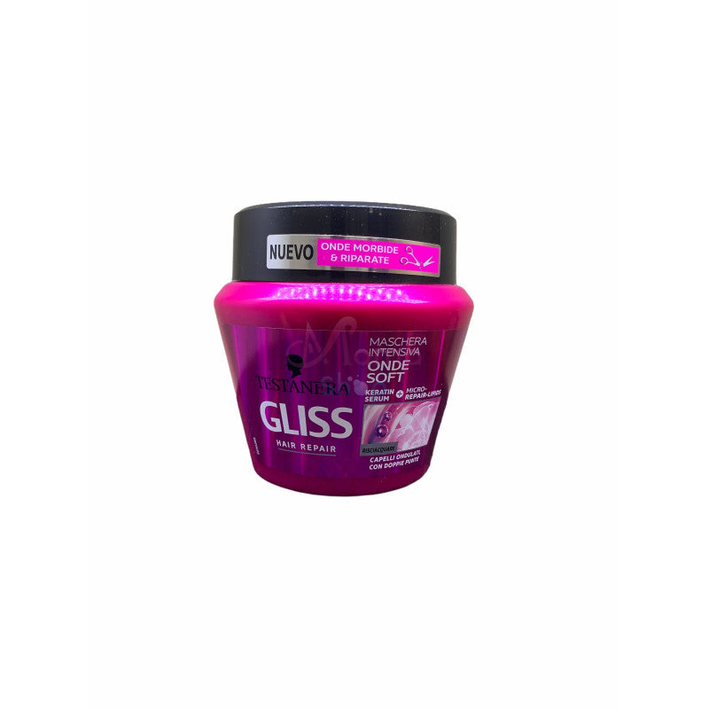 Gliss Maschera Capelli Intensiva Onde Soft 300 ml – Nutrimento Profondo per Onde Morbide, Definite e Senza Crespo