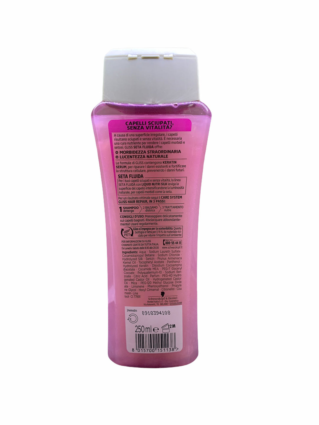 Gliss Shampoo Seta Luminosa 250 ml – Brillantezza e Morbidezza per Capelli Spenti e Opachi