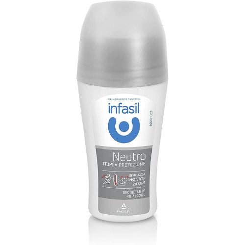 Infasil Deodorante Roll-On Neutro Tripla Protezione 50 ml – Azione Efficace Contro Sudore, Odore e Irritazioni per Pelli Sensibili