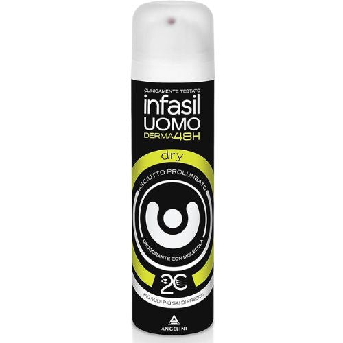Infasil Deodorante Spray Uomo Dry 150 ml – Asciutto e Protetto Tutto il Giorno, con Formula Anti-Odore a Lunga Durata