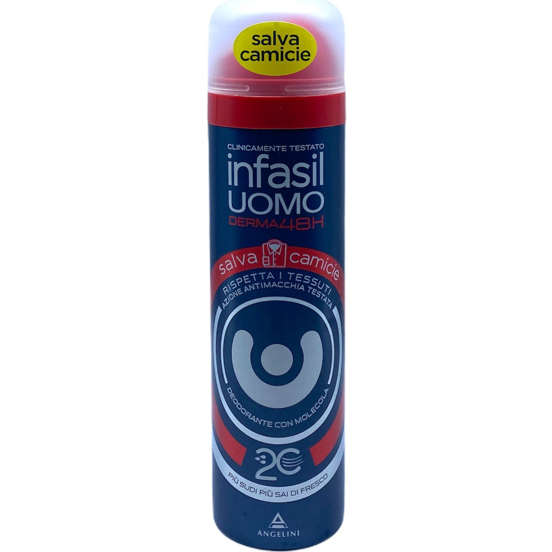 Infasil Deodorante Spray Uomo Salva Camicie 150 ml – Protezione Antiodore e Anti-Aloni, Formula Anti-Macchia per Tessuti Chiari e Scuri