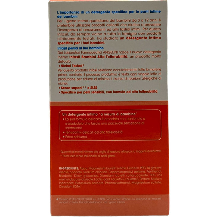 Infasil Intimo Bambini 3-12 Anni 200 ml – Detergente Delicato ad Alta Tollerabilità per Igiene Intima Quotidiana