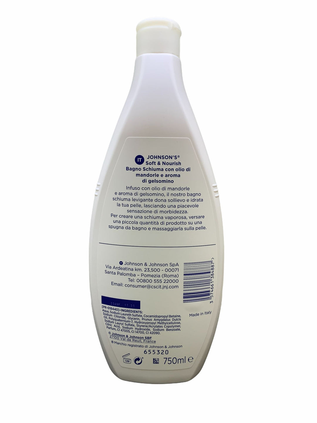 Johnson bagno schiuma idratante mandorla e gelsomino 750 ml