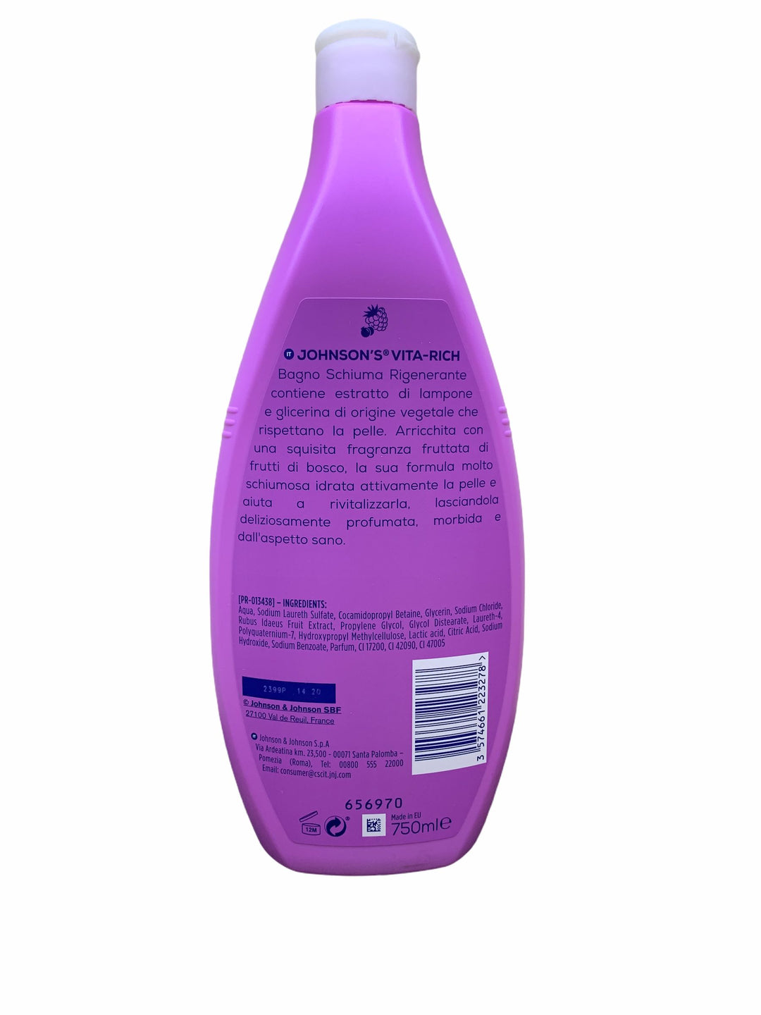 Johnson bagno schiuma rigenerante lampone 750 ml