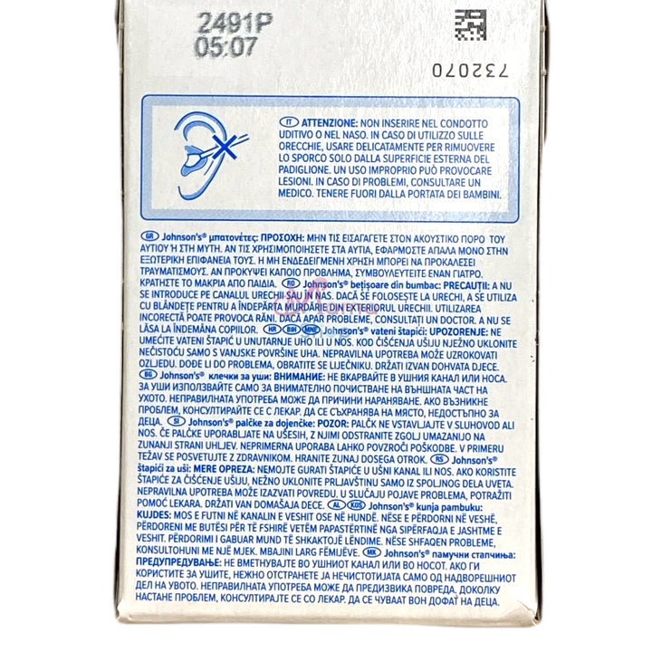 Johnson's Cotton Fioc 100 Pezzi – Bastoncini Ovatati in 100% Puro Cotone per Igiene Quotidiana e Cura Delicata