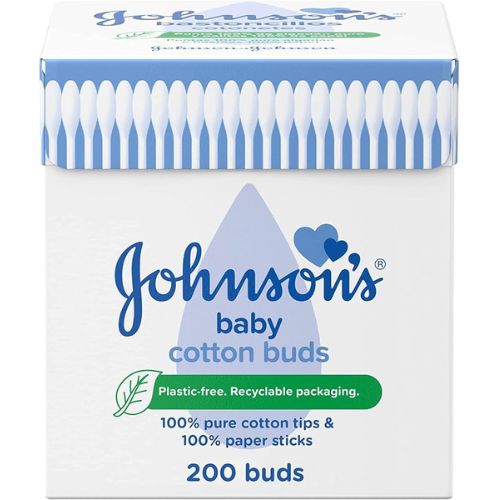 Johnson's Cotton Fioc 200 Pezzi – Bastoncini Ovatati in 100% Puro Cotone per Igiene Quotidiana e Cura Delicata