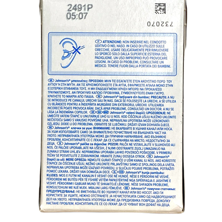 Johnson's Cotton Fioc 200 Pezzi – Bastoncini Ovatati in 100% Puro Cotone per Igiene Quotidiana e Cura Delicata