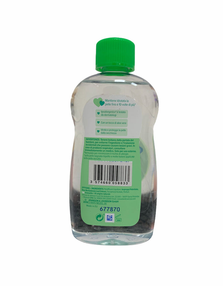 Johnson's Baby Olio con Aloe Vera 300 ml – Idratante Delicato per Pelle Morbida e Protetta, Ideale per Neonati e Adulti