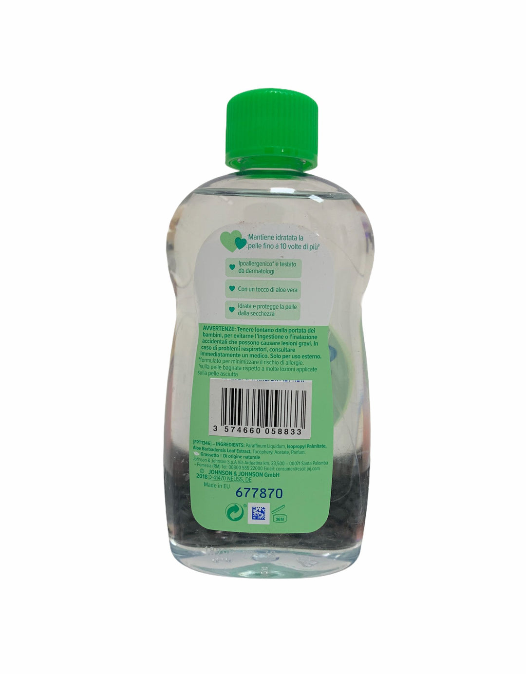 Johnson's Baby Olio con Aloe Vera 300 ml – Idratante Delicato per Pelle Morbida e Protetta, Ideale per Neonati e Adulti