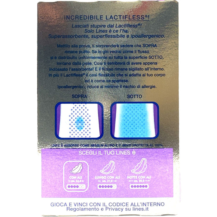 Lines è assorbenti in lactifless con ali x8