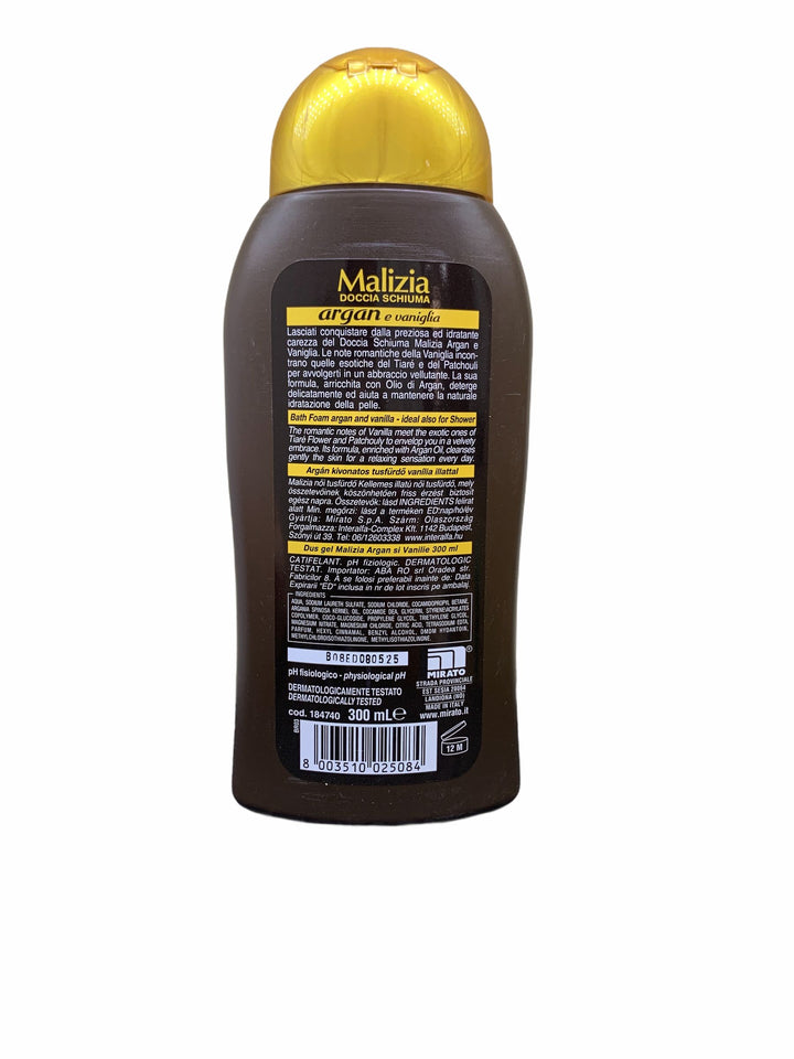 Malizia doccia schiuma vellutante argan e vaniglia 300 ml