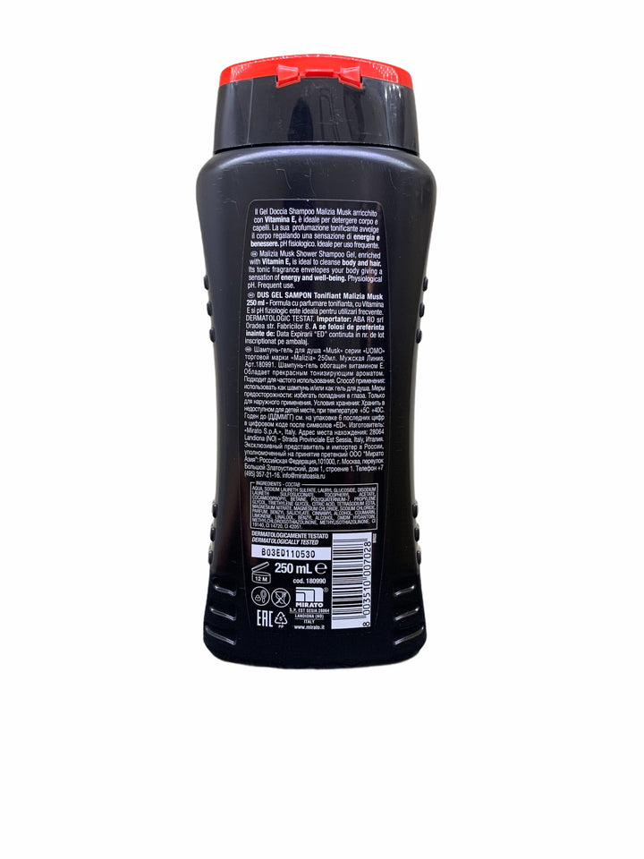 Malizia uomo doccia shampoo gel musk tonificante 250 ml