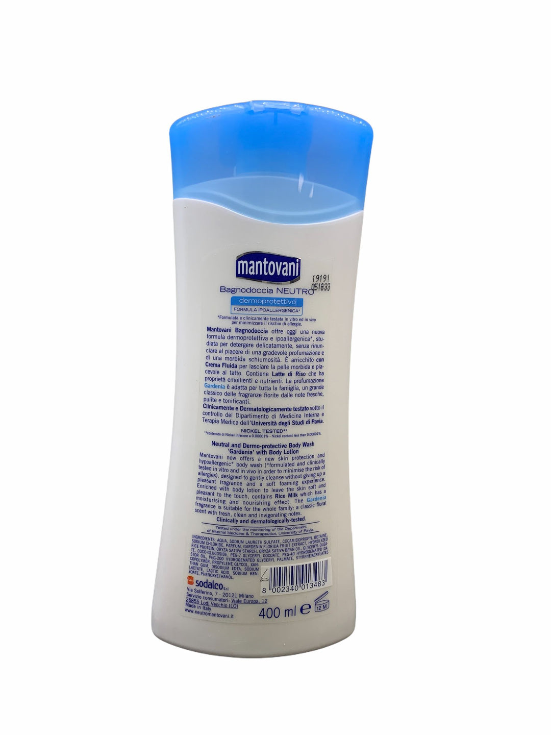 Mantovani bagno doccia neutro dermoprotettivo al profumo di gardenia 400 ml