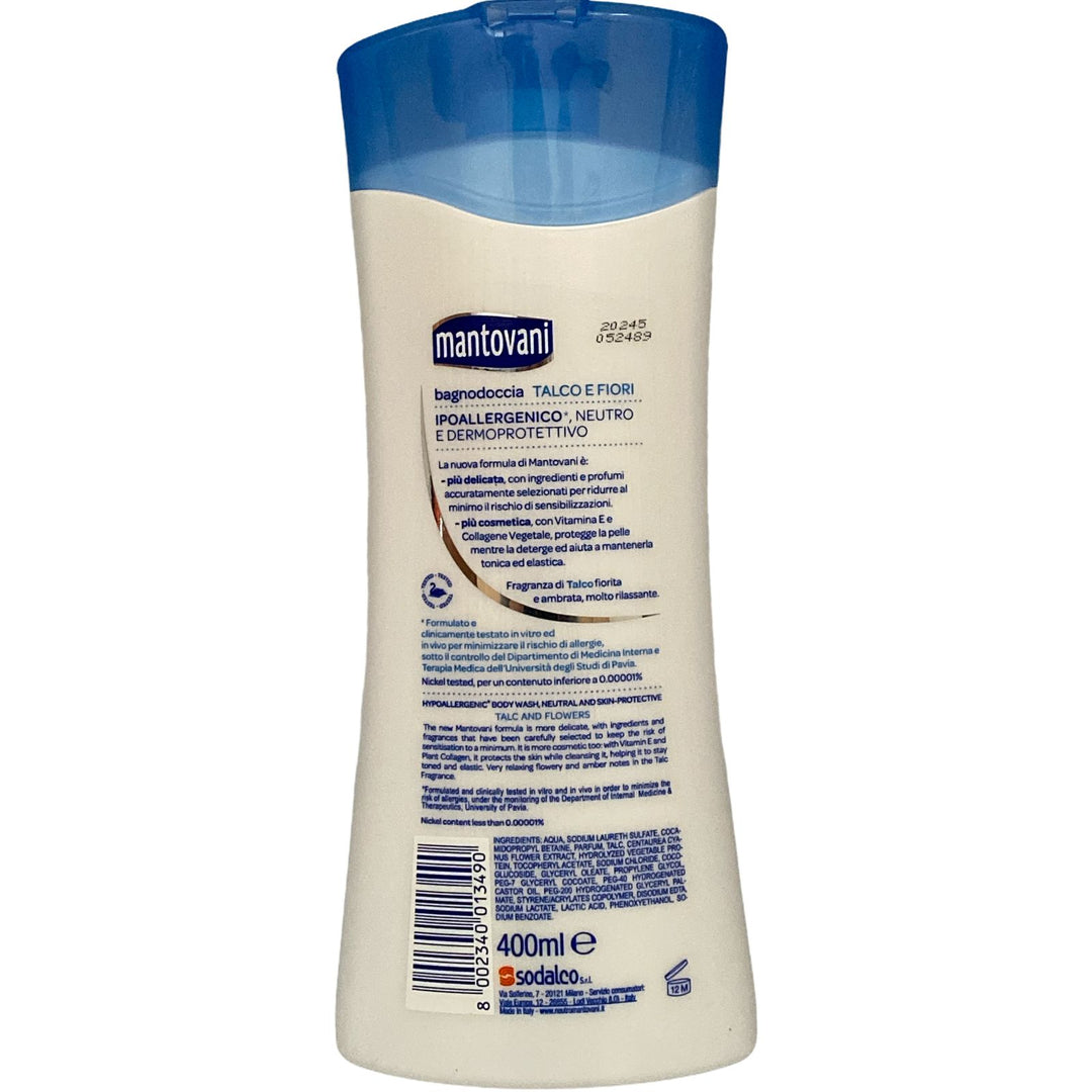 Mantovani bagno doccia neutro dermoprotettivo al profumo di talco e fiori 400 ml