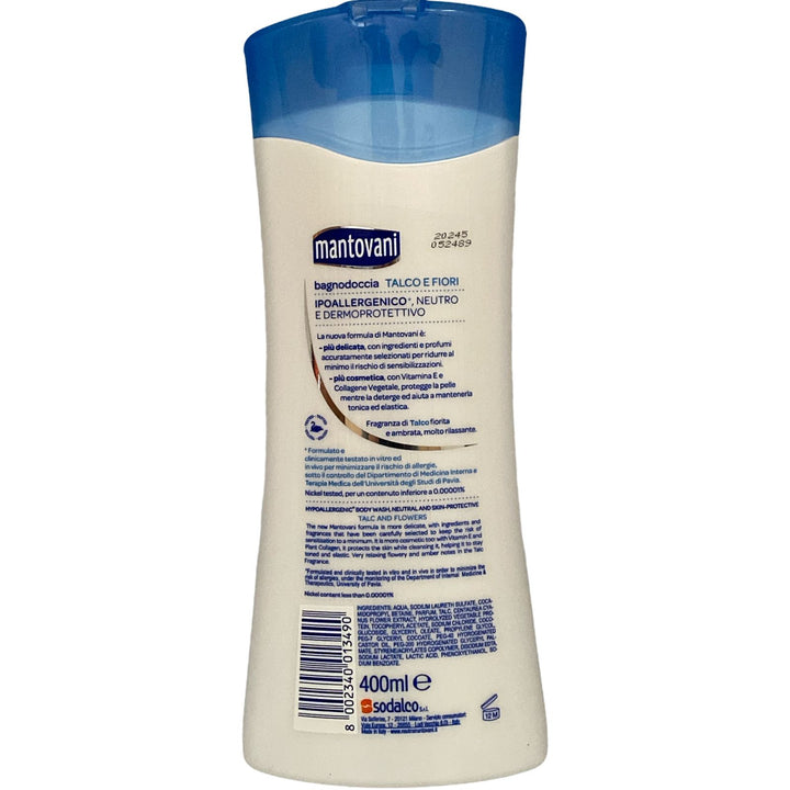 Mantovani bagno doccia neutro dermoprotettivo al profumo di talco e fiori 400 ml