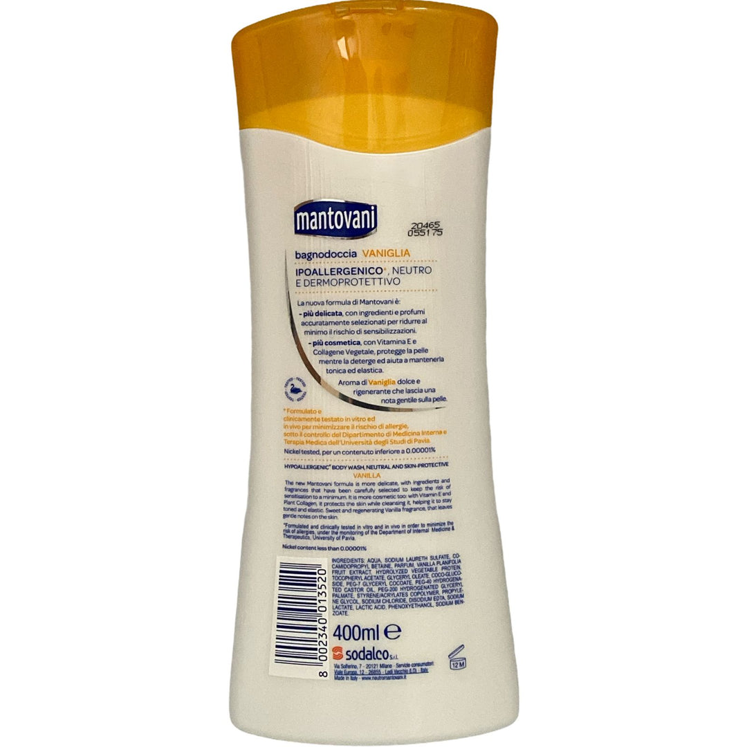 Mantovani bagno doccia neutro dermoprotettivo al profumo vaniglia 400 ml