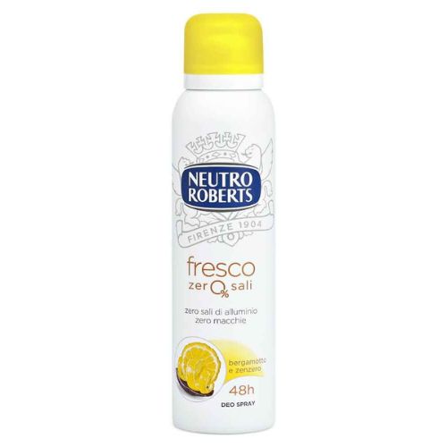 Neutro roberts deodorante spray fresco bergamotto e zenzero zero macchie 150 ml