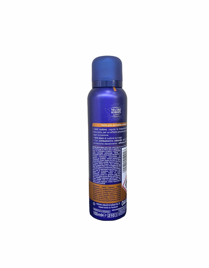 Neutro roberts deodorante spray uomo asciutto anti sudore   anti aloni  150 ml