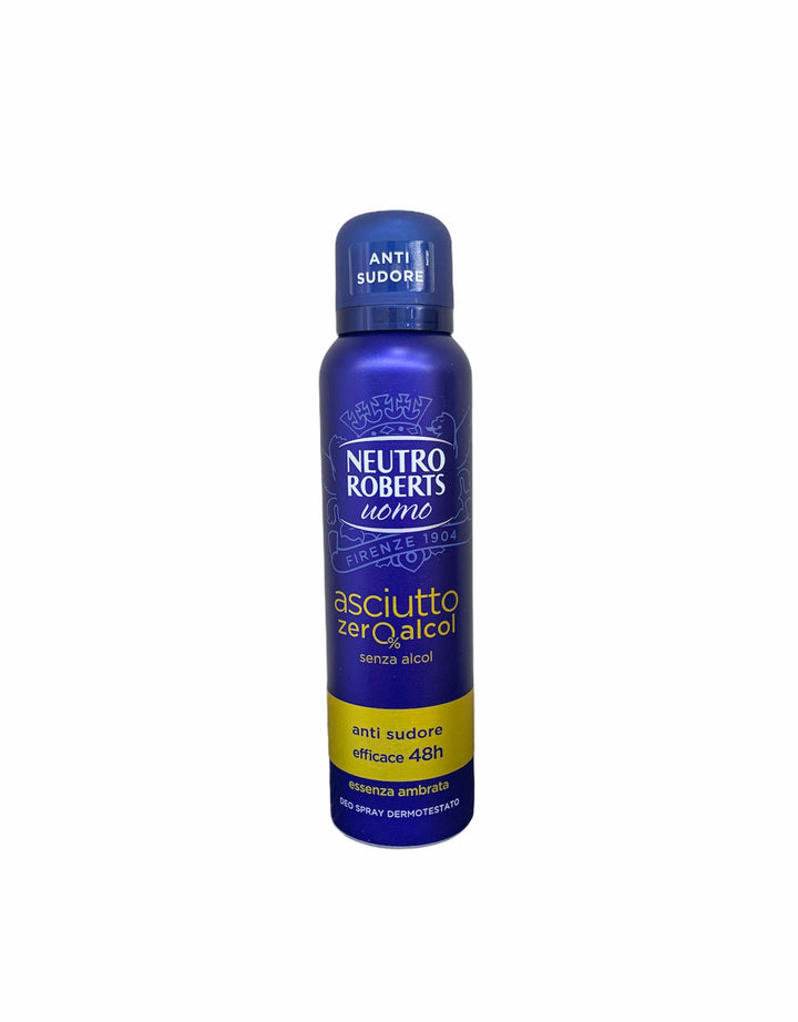 Neutro roberts deodorante spray uomo asciutto anti sudore essenza ambrata 150 ml