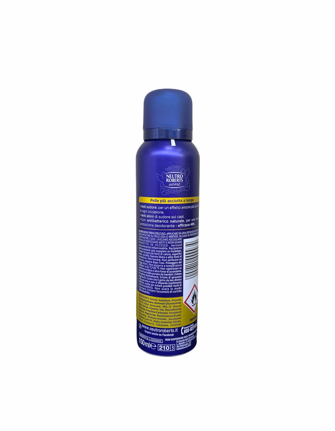 Neutro roberts deodorante spray uomo asciutto anti sudore essenza ambrata 150 ml