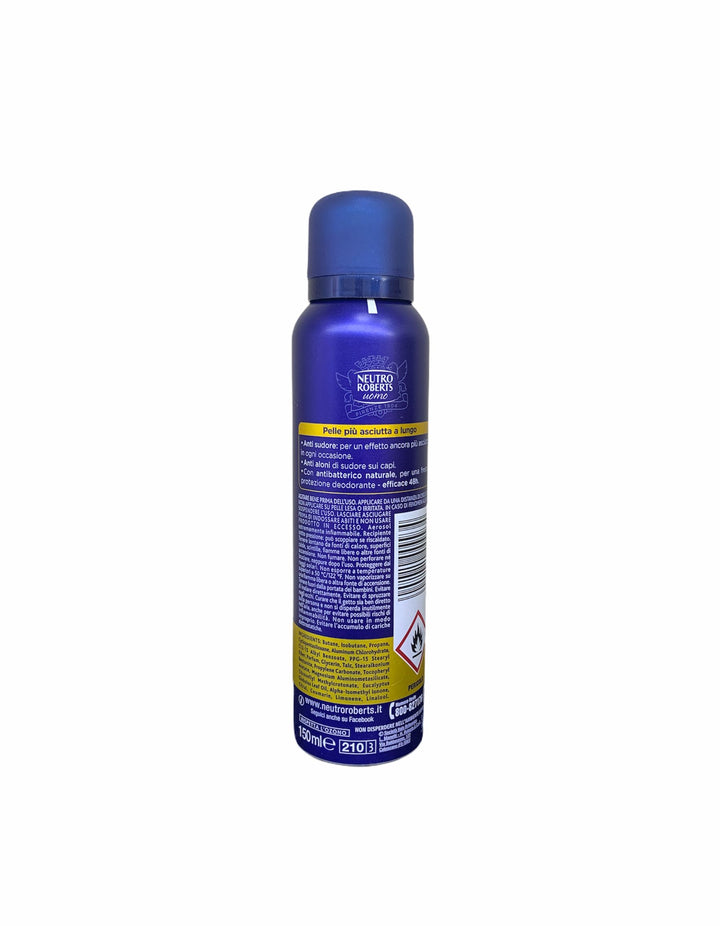 Neutro roberts deodorante spray uomo asciutto anti sudore essenza ambrata 150 ml