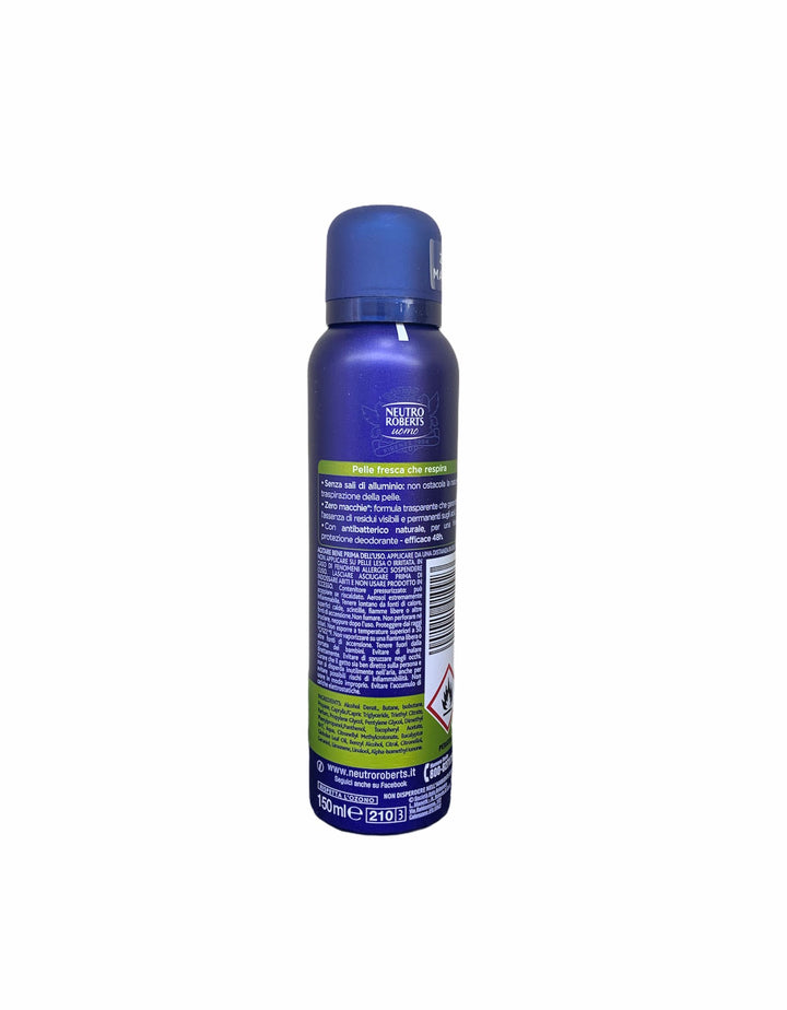 Neutro roberts deodorante spray uomo fresco essenza agrumata 150 ml