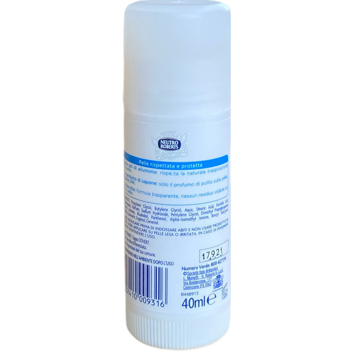 Neutro roberts deodorante stick delicato extra protezione con profumo di sapone 40 ml
