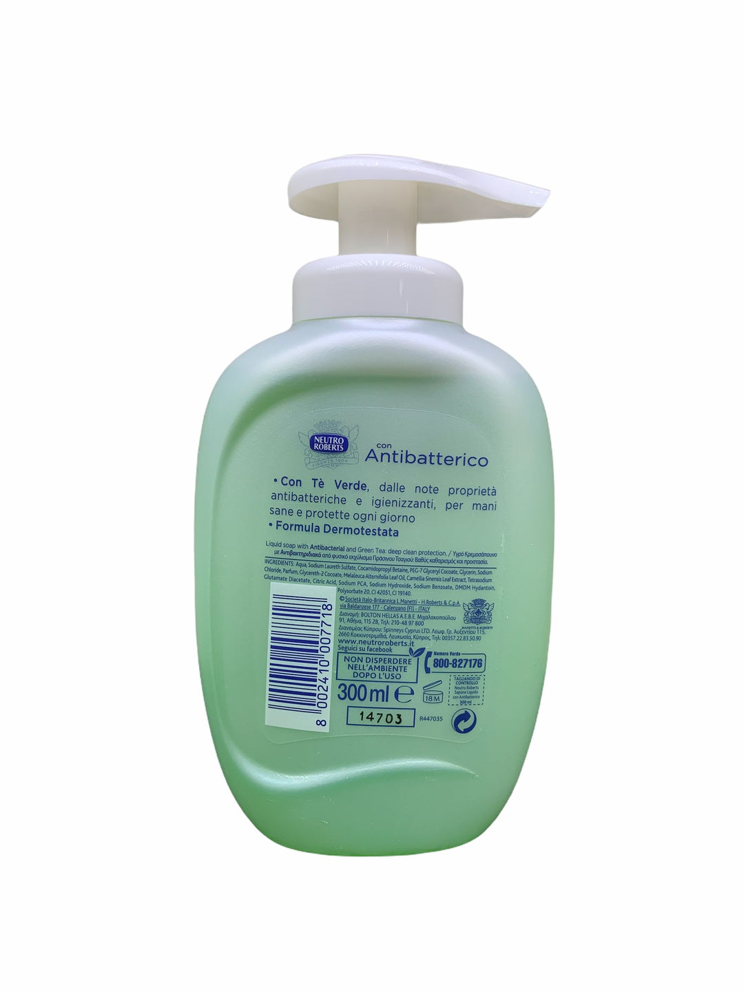 Neutro roberts sapone liquido dosatore antibatterico con tè verde 300 ml