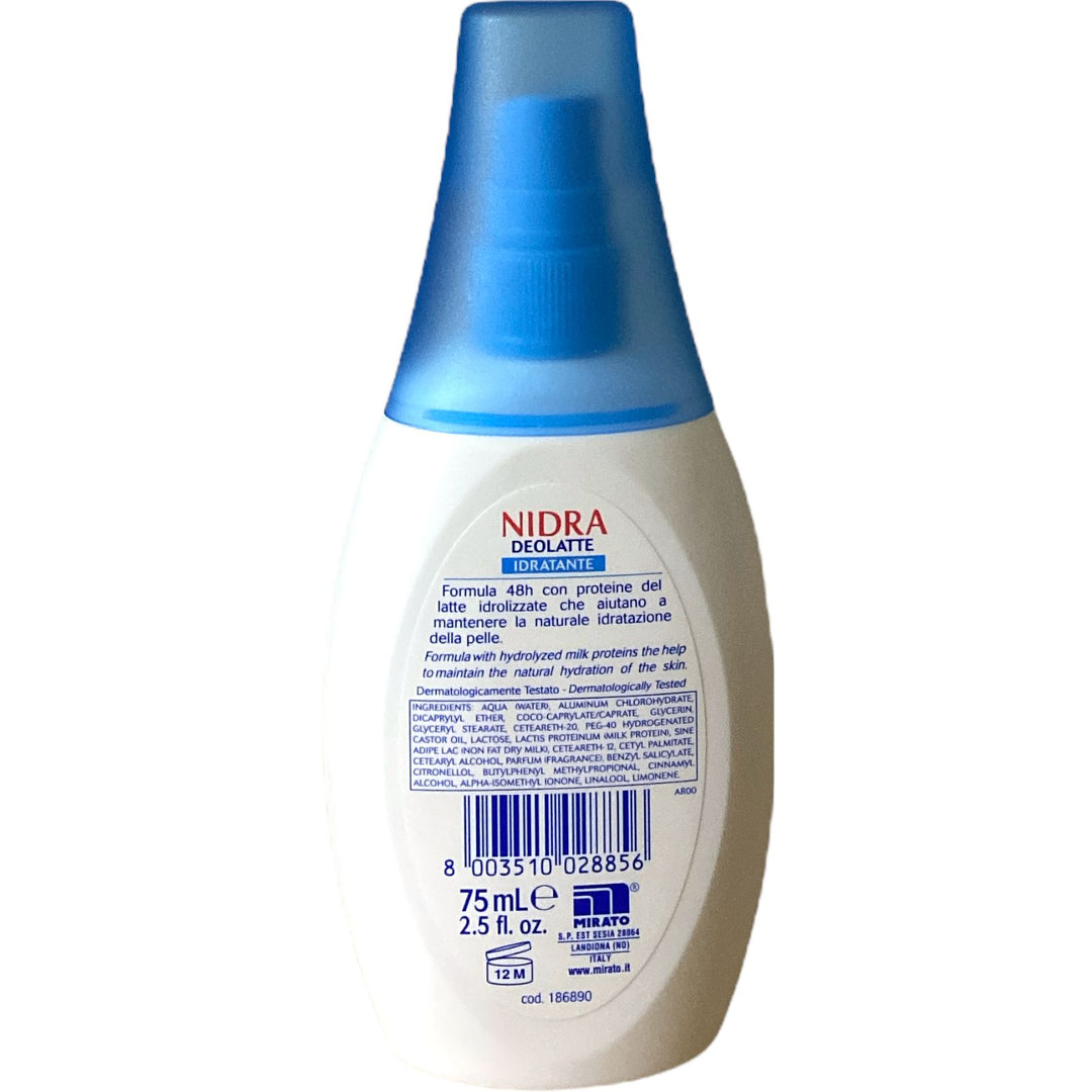 Nidra deodorante vapo deolatte idratante invisibile con proteine del latte 75 ml