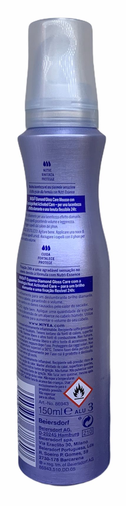 Nivea styling mousse diamond gloss care tenuta 4 extra strong 150ml
