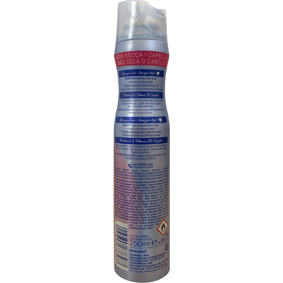 Nivea styling spray diamond gloss care tenuta 4 extra strong 250 ml