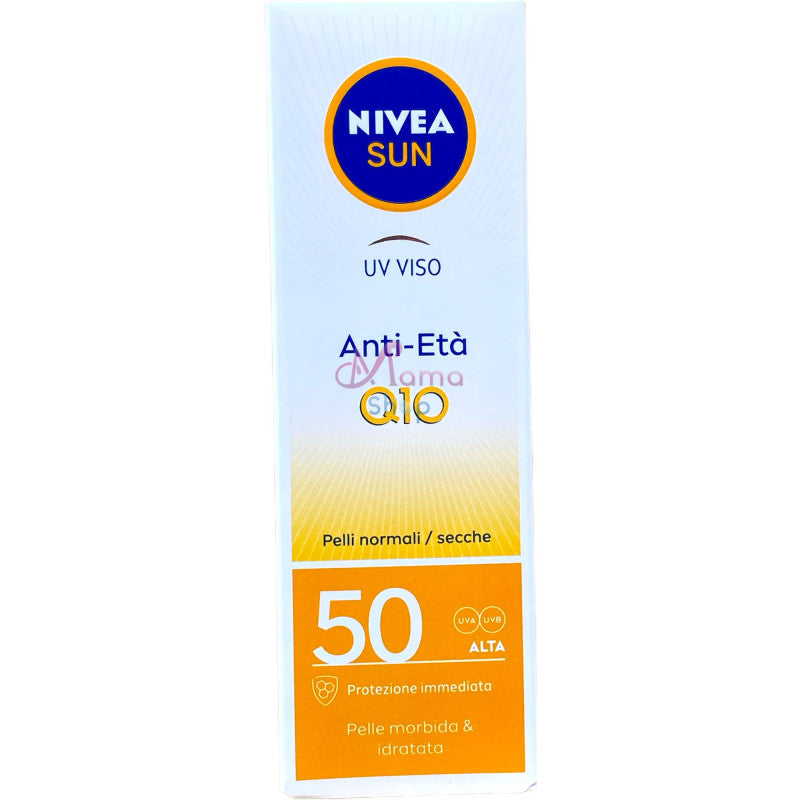 Nivea sun crema viso Q10 anti età fp 50 per pelli normali e secche 50 ml