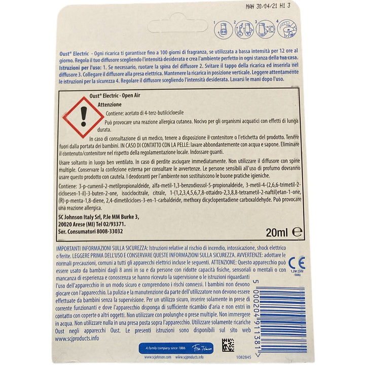 Oust elettrico diffusore + ricarica elimina odori 20 ml